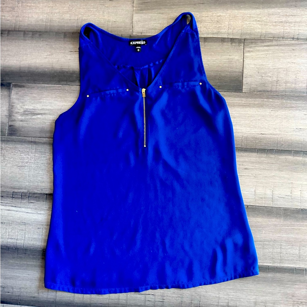 Express clothes blue zipper tank top